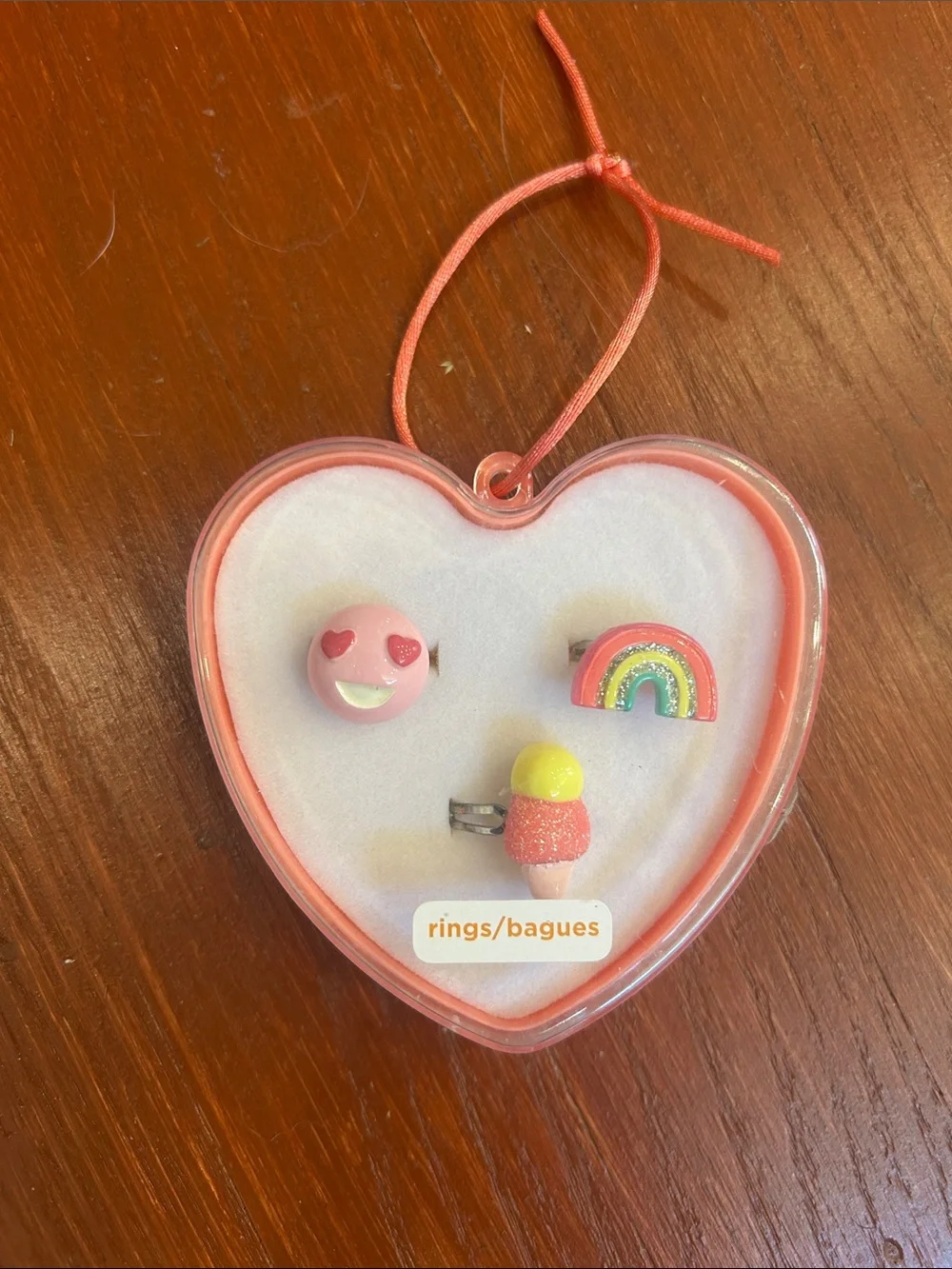 Gymboree Pink Heart Ring Set with Rainbow and Ice Cream Rings
